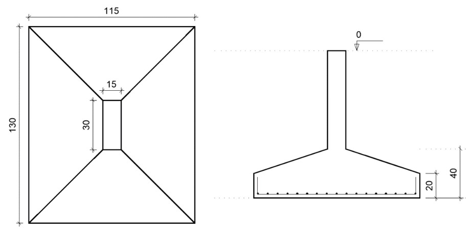 dimensões finais da sapata isolada